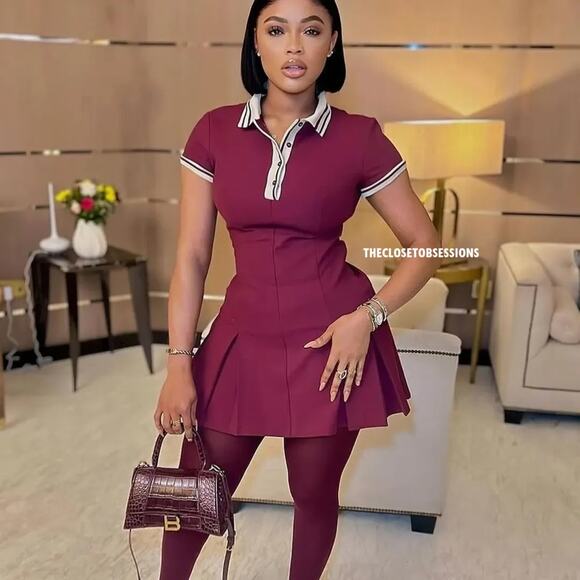 ZARA Blogger Fave Collared Wine Red Mini Dress NWT - Picture 10 of 16